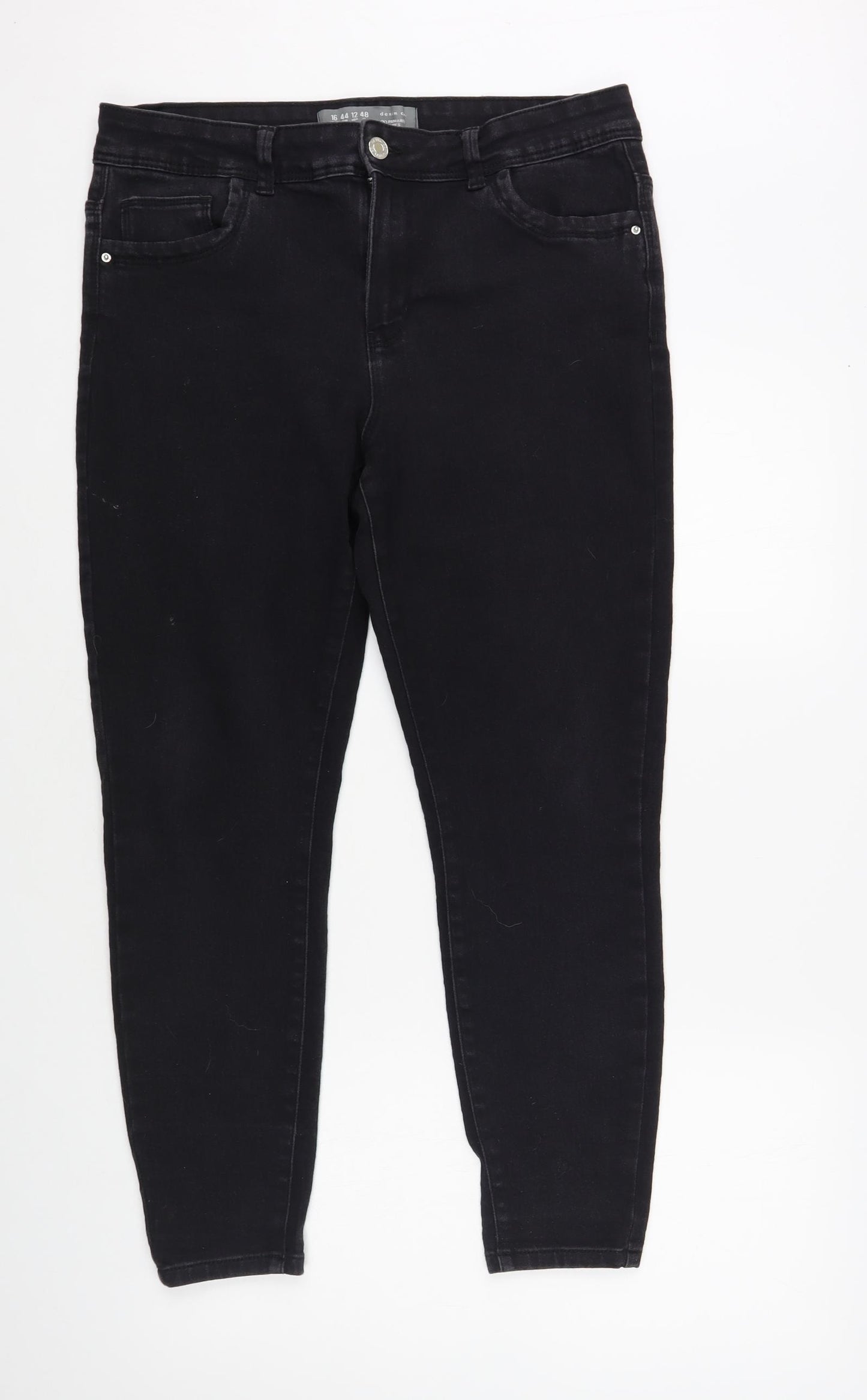 Denim Co. Womens Black Cotton Skinny Jeans Size 16 L27 in Regular Button