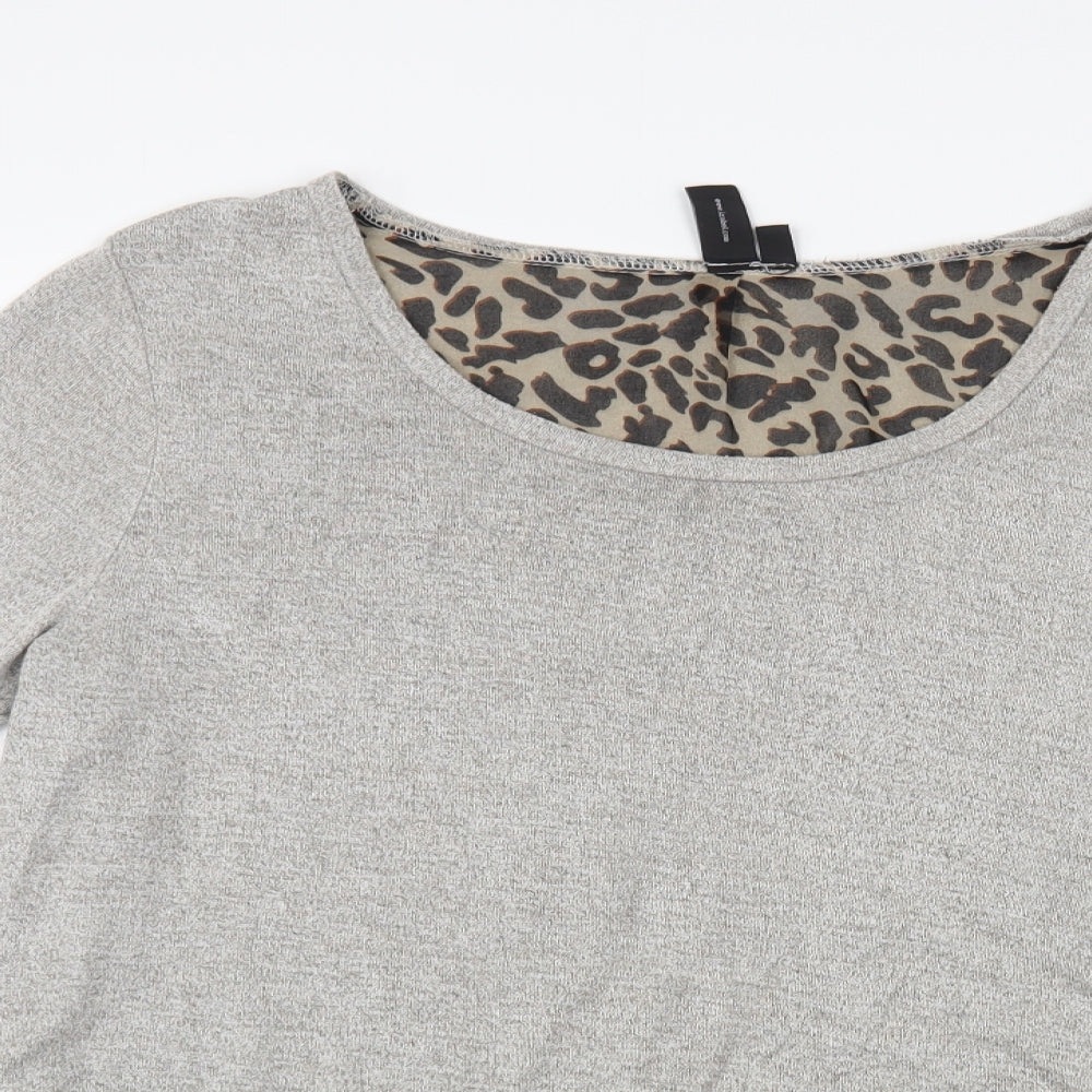 Izabel London Womens Grey Boat Neck Animal Print Viscose Pullover Jumper Size 14