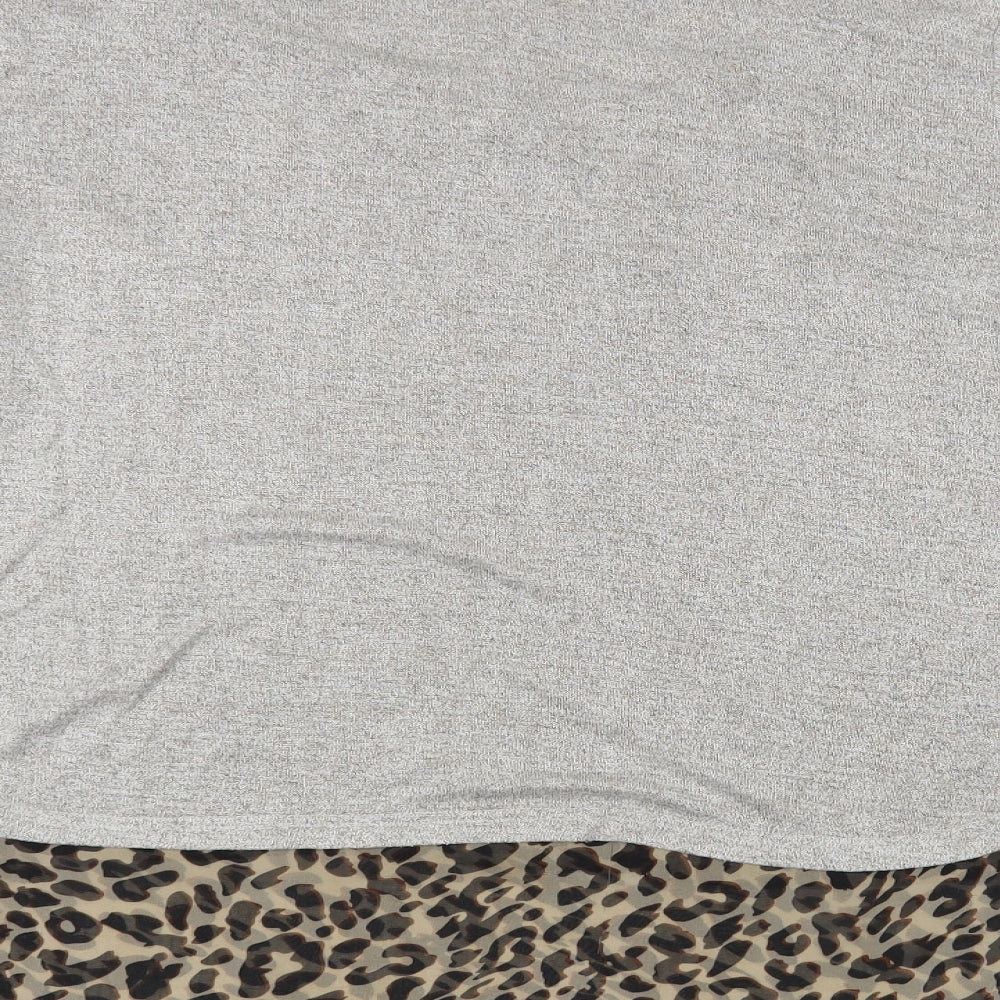 Izabel London Womens Grey Boat Neck Animal Print Viscose Pullover Jumper Size 14