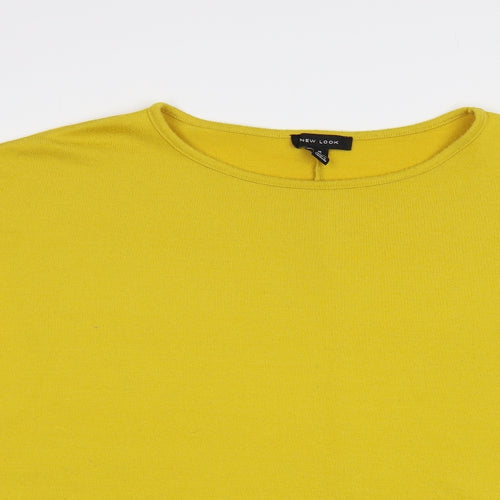 New Look Womens Yellow Boat Neck Polyester Pullover Jumper Size M