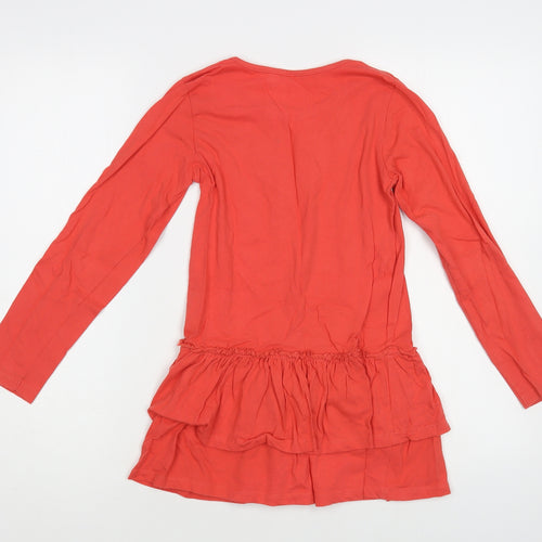 Dunnes Stores Girls Red Cotton Tunic T-Shirt Size 9 Years Crew Neck Pullover