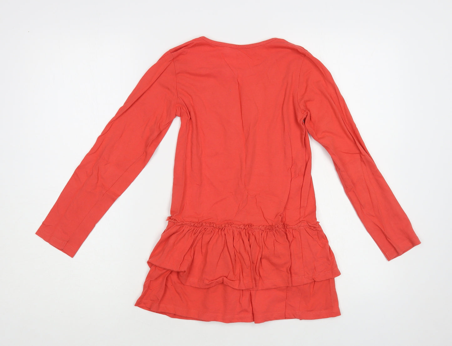 Dunnes Stores Girls Red Cotton Tunic T-Shirt Size 9 Years Crew Neck Pullover