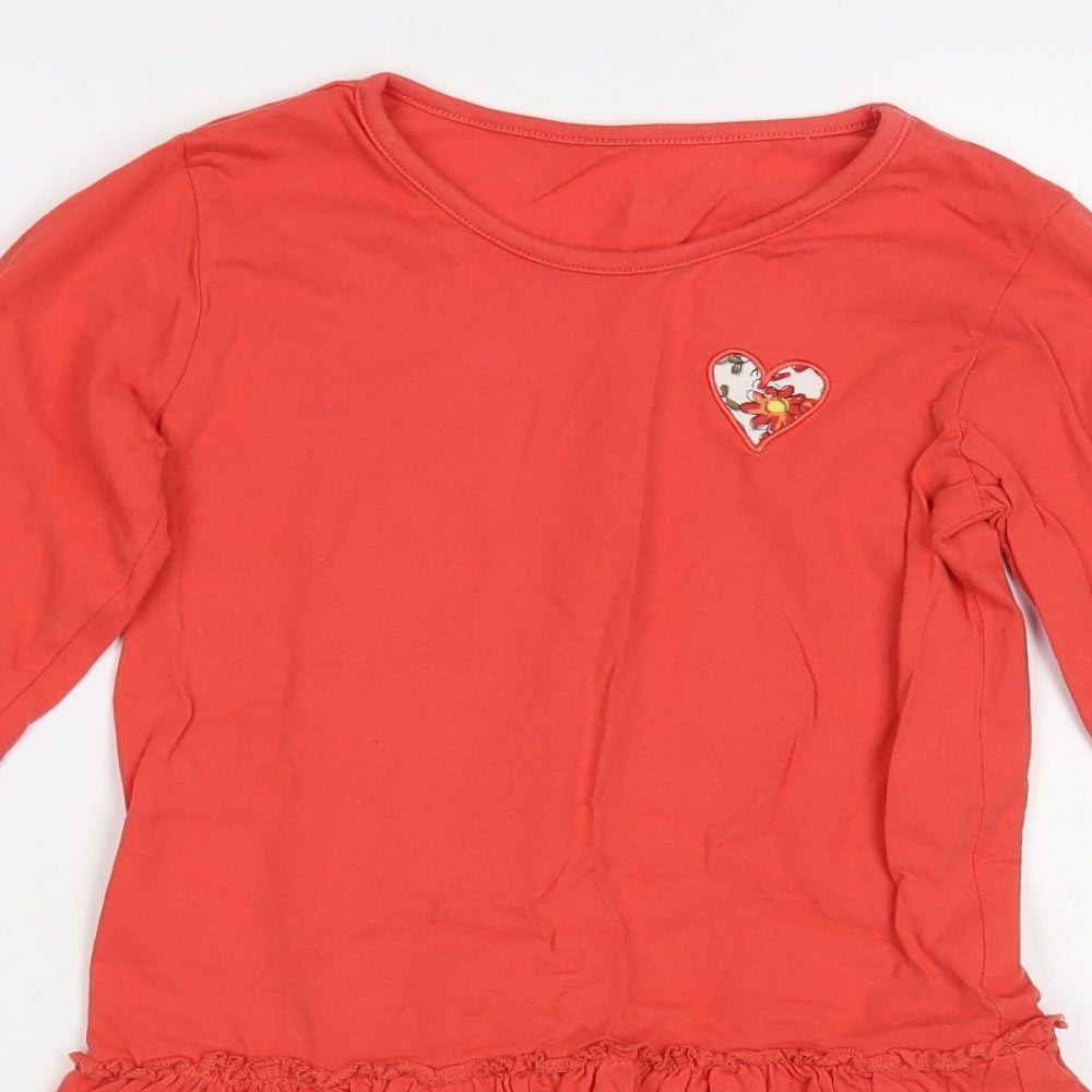 Dunnes Stores Girls Red Cotton Tunic T-Shirt Size 9 Years Crew Neck Pullover