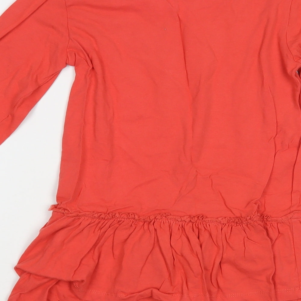 Dunnes Stores Girls Red Cotton Tunic T-Shirt Size 9 Years Crew Neck Pullover