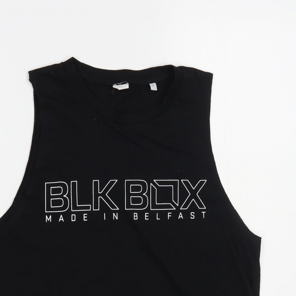 Skinnifit Mens Black Cotton Basic Tank Size M Crew Neck Pullover