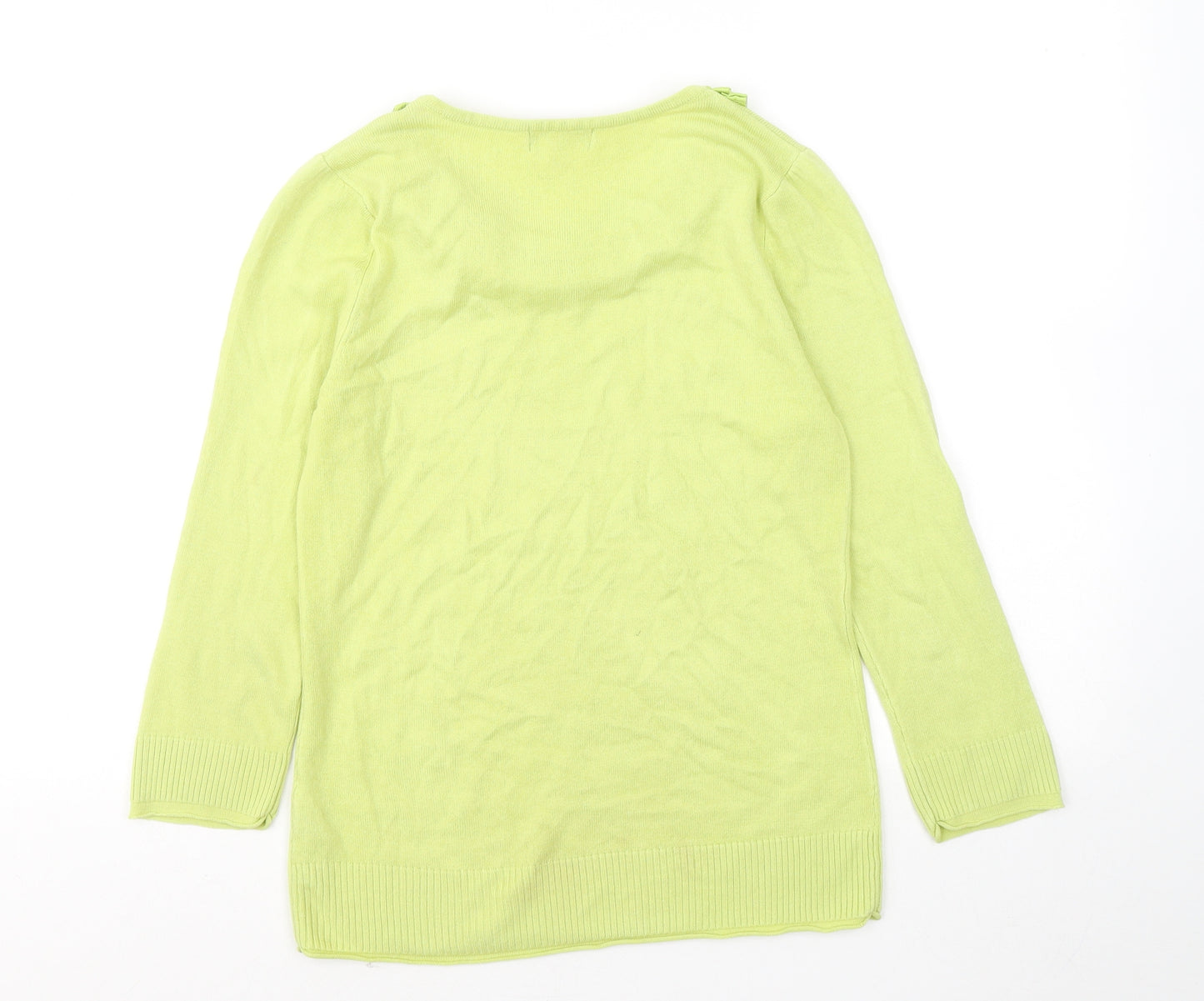 Per Una Womens Green Round Neck Acrylic Pullover Jumper Size 10 - Flowers