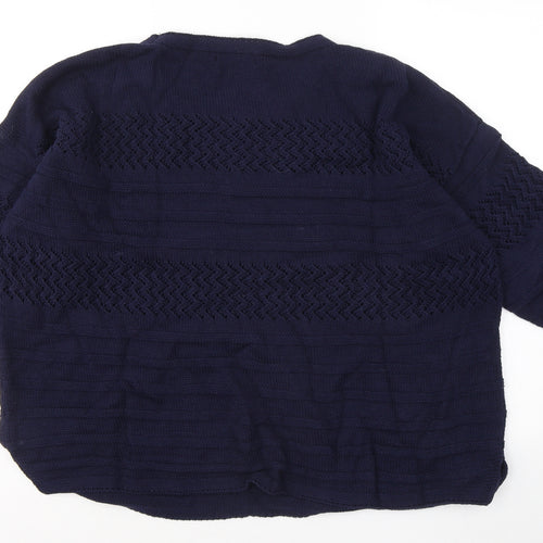 Bonmarché Womens Blue Round Neck Cotton Pullover Jumper Size L