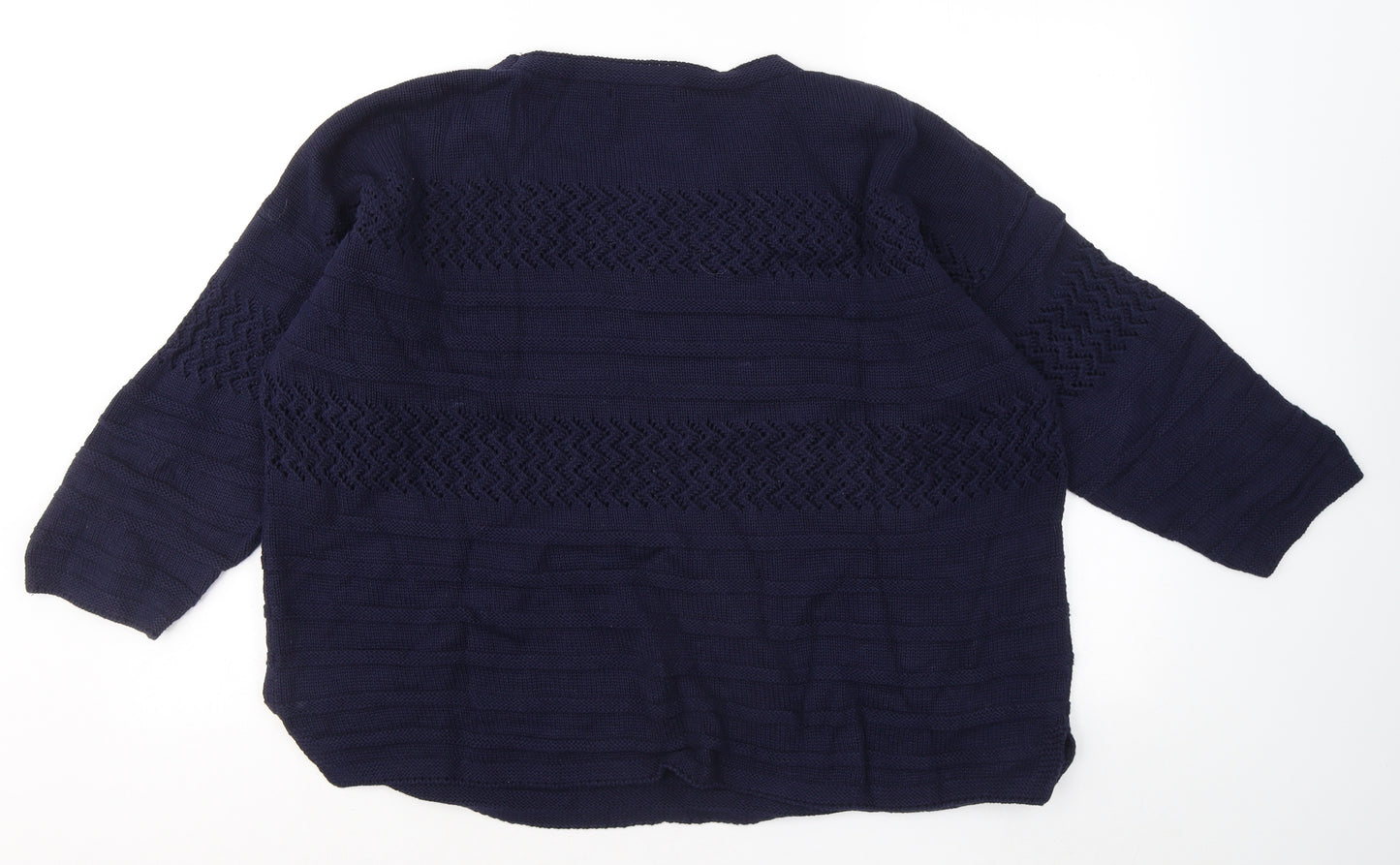 Bonmarché Womens Blue Round Neck Cotton Pullover Jumper Size L