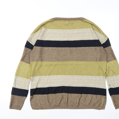 NEXT Womens Multicoloured Round Neck Striped Viscose Pullover Jumper Size 10