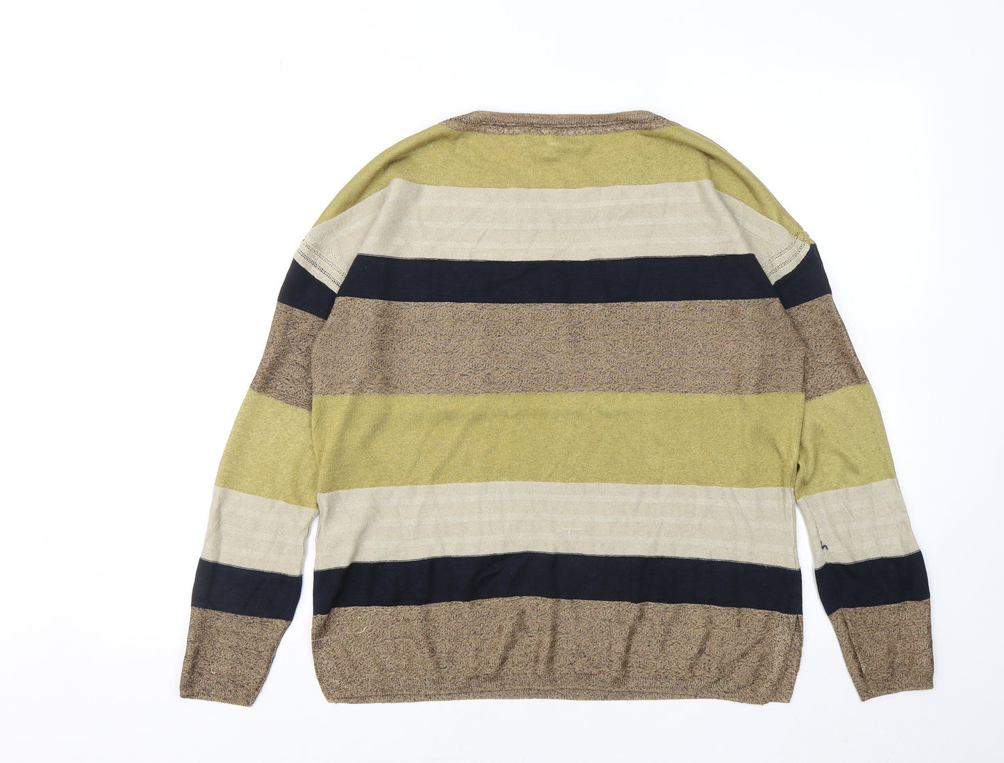 NEXT Womens Multicoloured Round Neck Striped Viscose Pullover Jumper Size 10