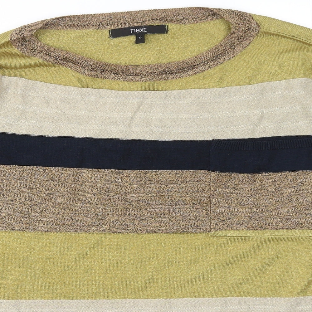 NEXT Womens Multicoloured Round Neck Striped Viscose Pullover Jumper Size 10
