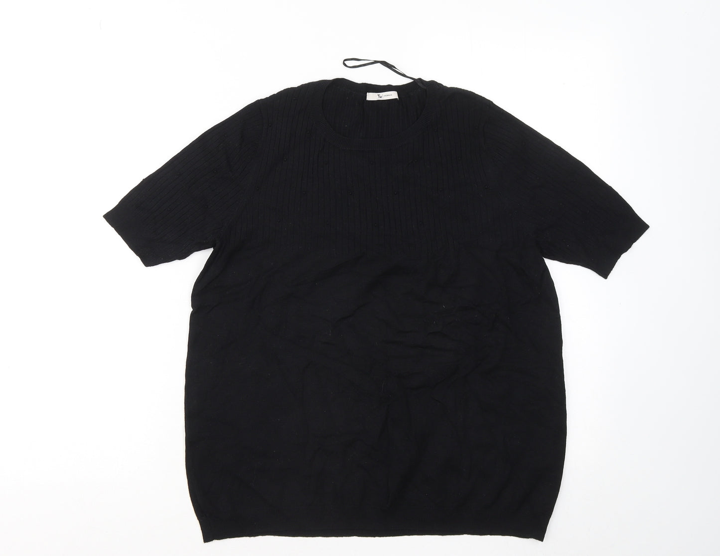 TU Womens Black Round Neck Viscose Pullover Jumper Size 14