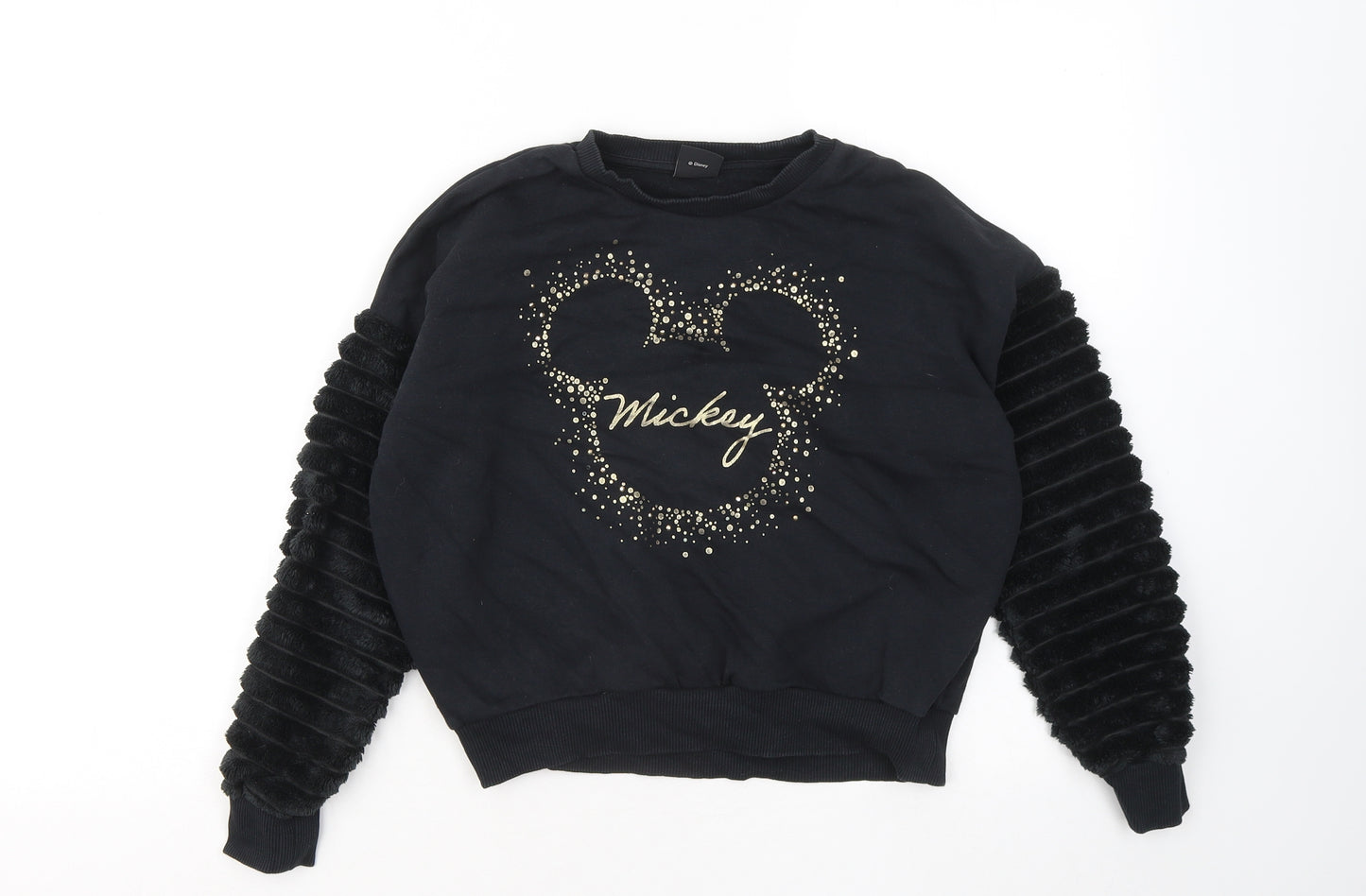 George Girls Black Cotton Pullover Sweatshirt Size 9-10 Years - Mickey Mouse