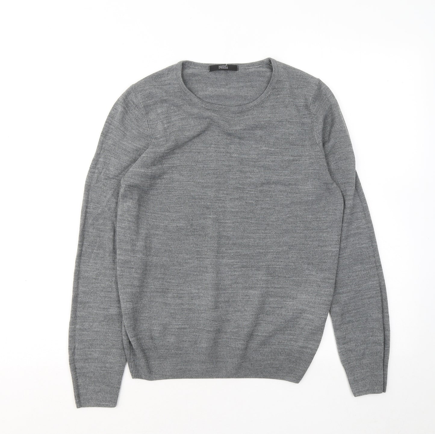 Marks and Spencer Womens Grey Round Neck Acrylic Pullover Jumper Size 12