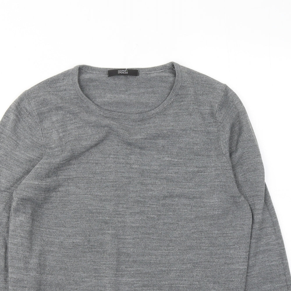 Marks and Spencer Womens Grey Round Neck Acrylic Pullover Jumper Size 12