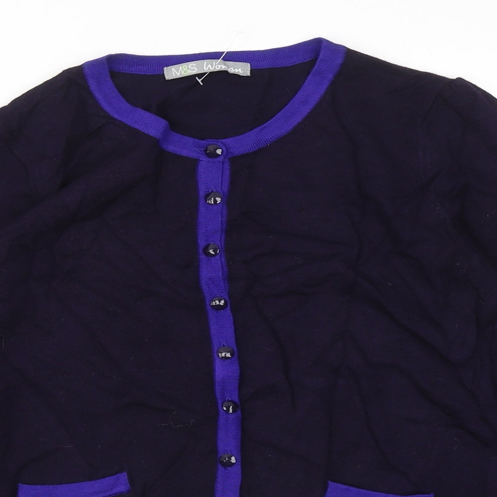 Marks and Spencer Womens Purple Round Neck Viscose Pullover Jumper Size 12