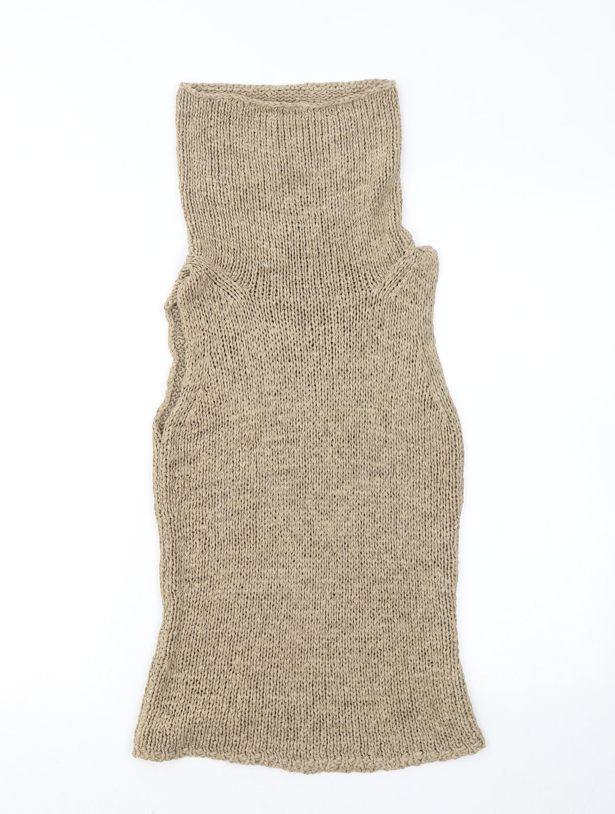 Next Level Womens Brown Roll Neck Acrylic Vest Jumper Size 10