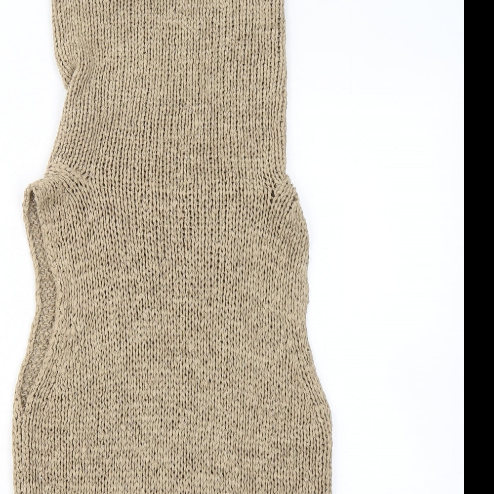 Next Level Womens Brown Roll Neck Acrylic Vest Jumper Size 10