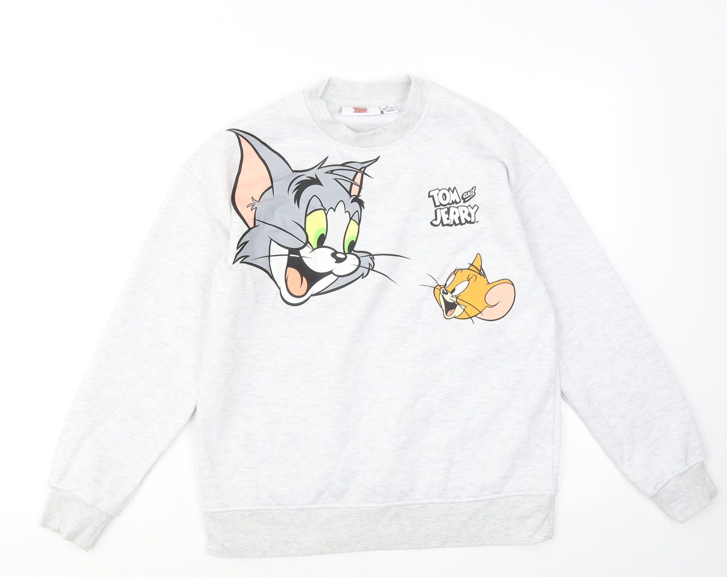 Primark Womens Grey Cotton Pullover Sweatshirt Size 4 - Tom and Jerry