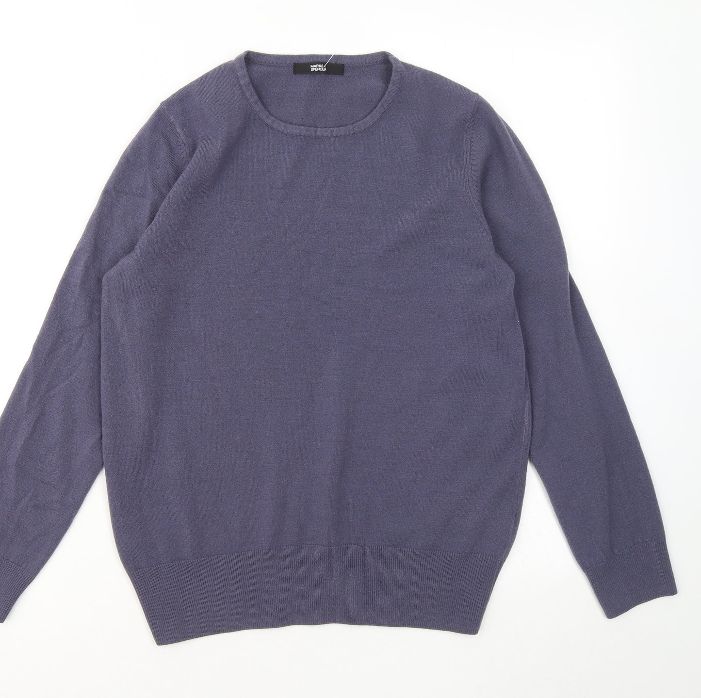 Marks and Spencer Womens Blue Round Neck Acrylic Pullover Jumper Size 12