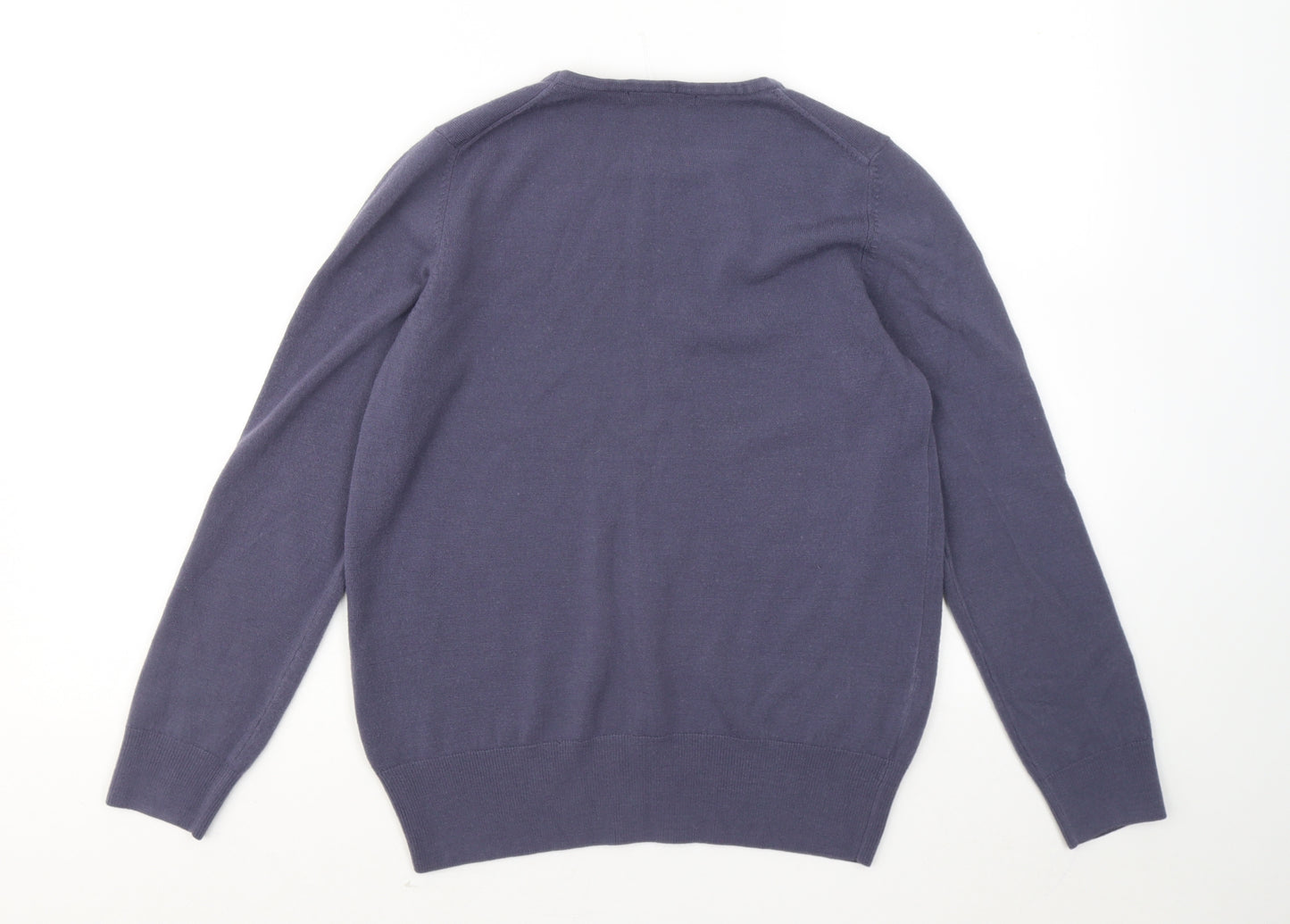 Marks and Spencer Womens Blue Round Neck Acrylic Pullover Jumper Size 12