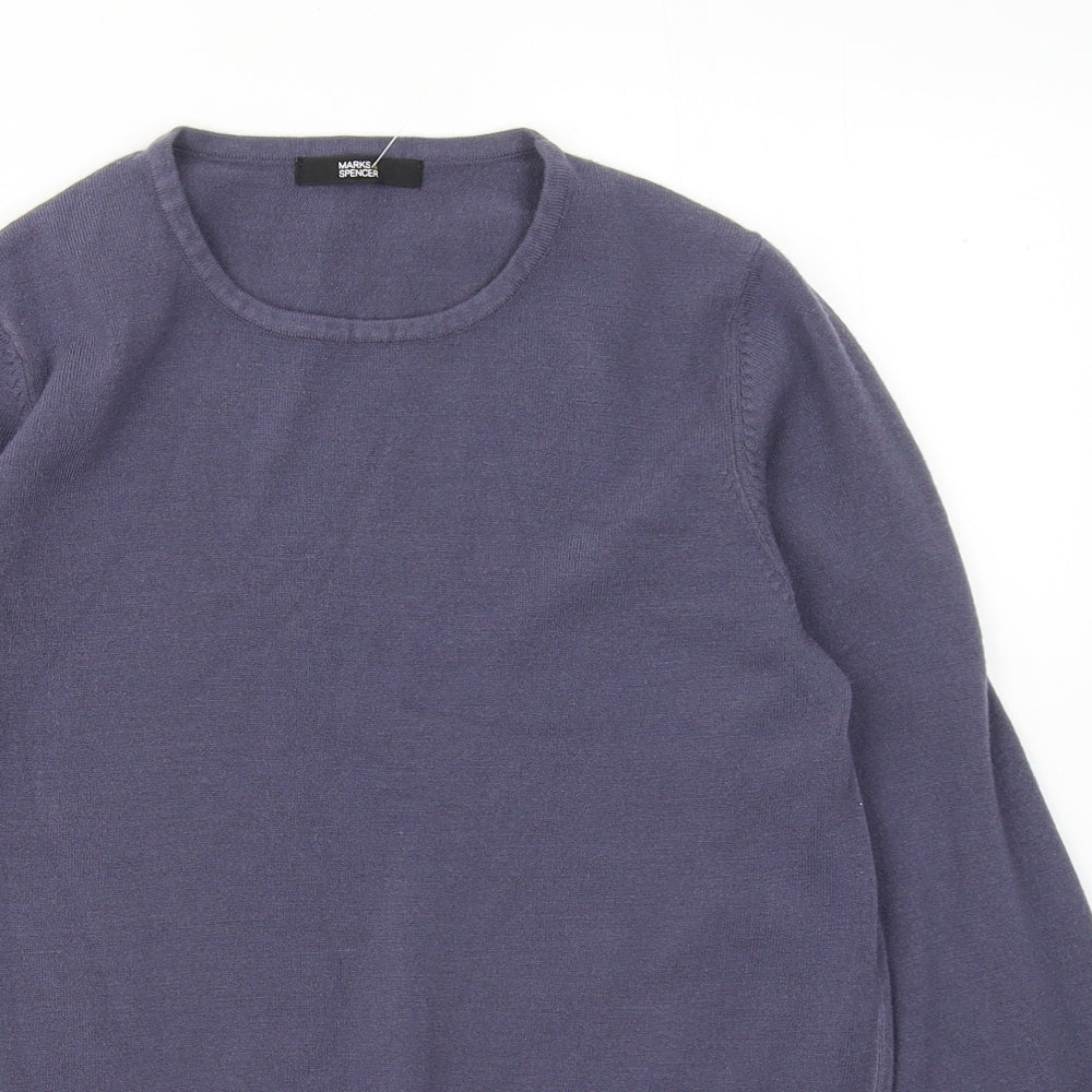 Marks and Spencer Womens Blue Round Neck Acrylic Pullover Jumper Size 12