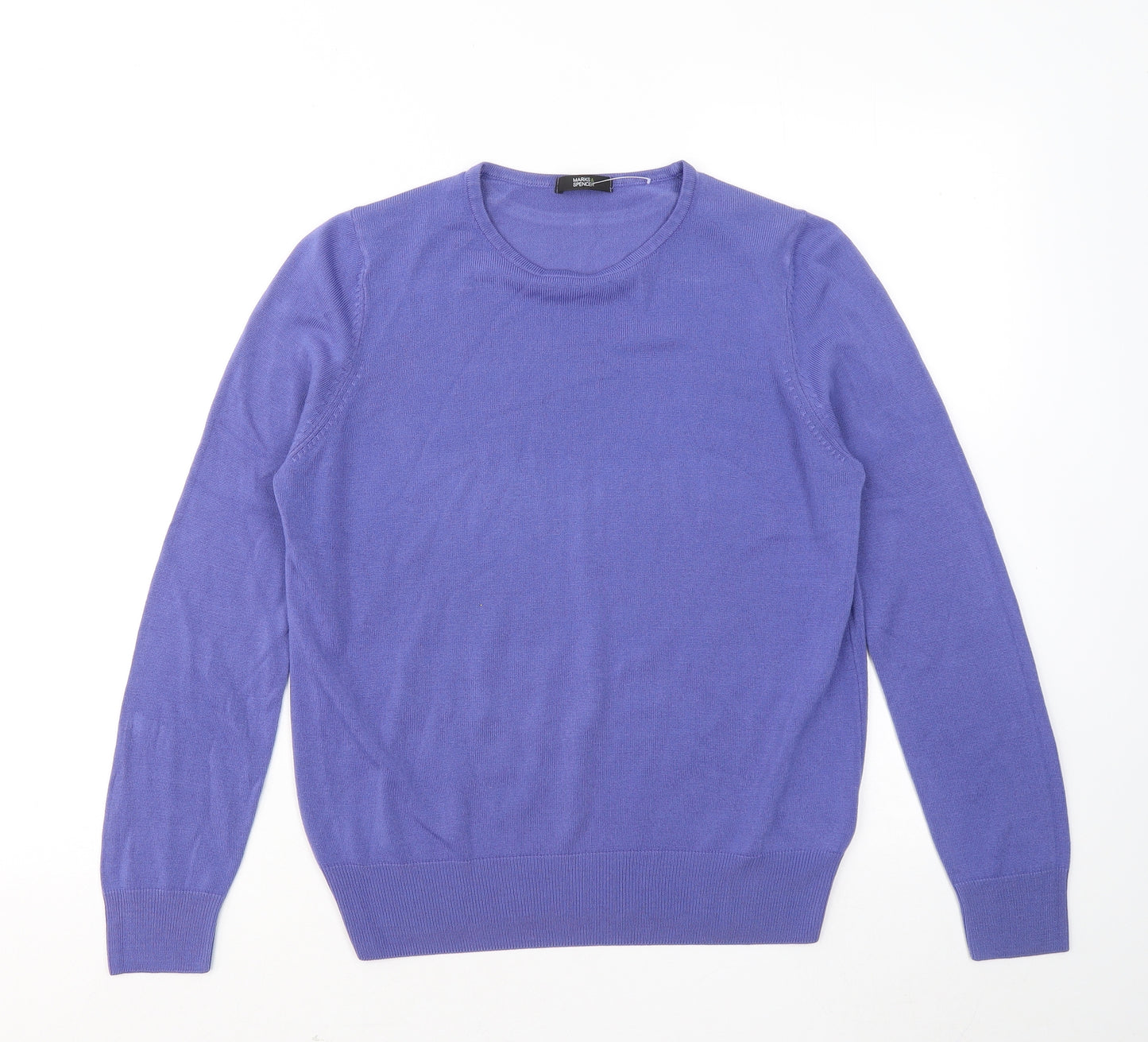 Marks and Spencer Womens Purple Round Neck Acrylic Pullover Jumper Size 12