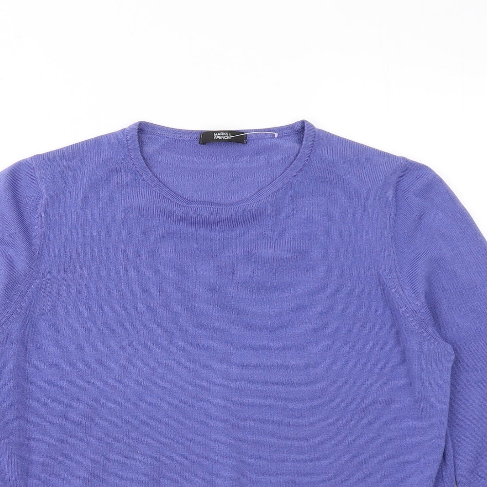 Marks and Spencer Womens Purple Round Neck Acrylic Pullover Jumper Size 12