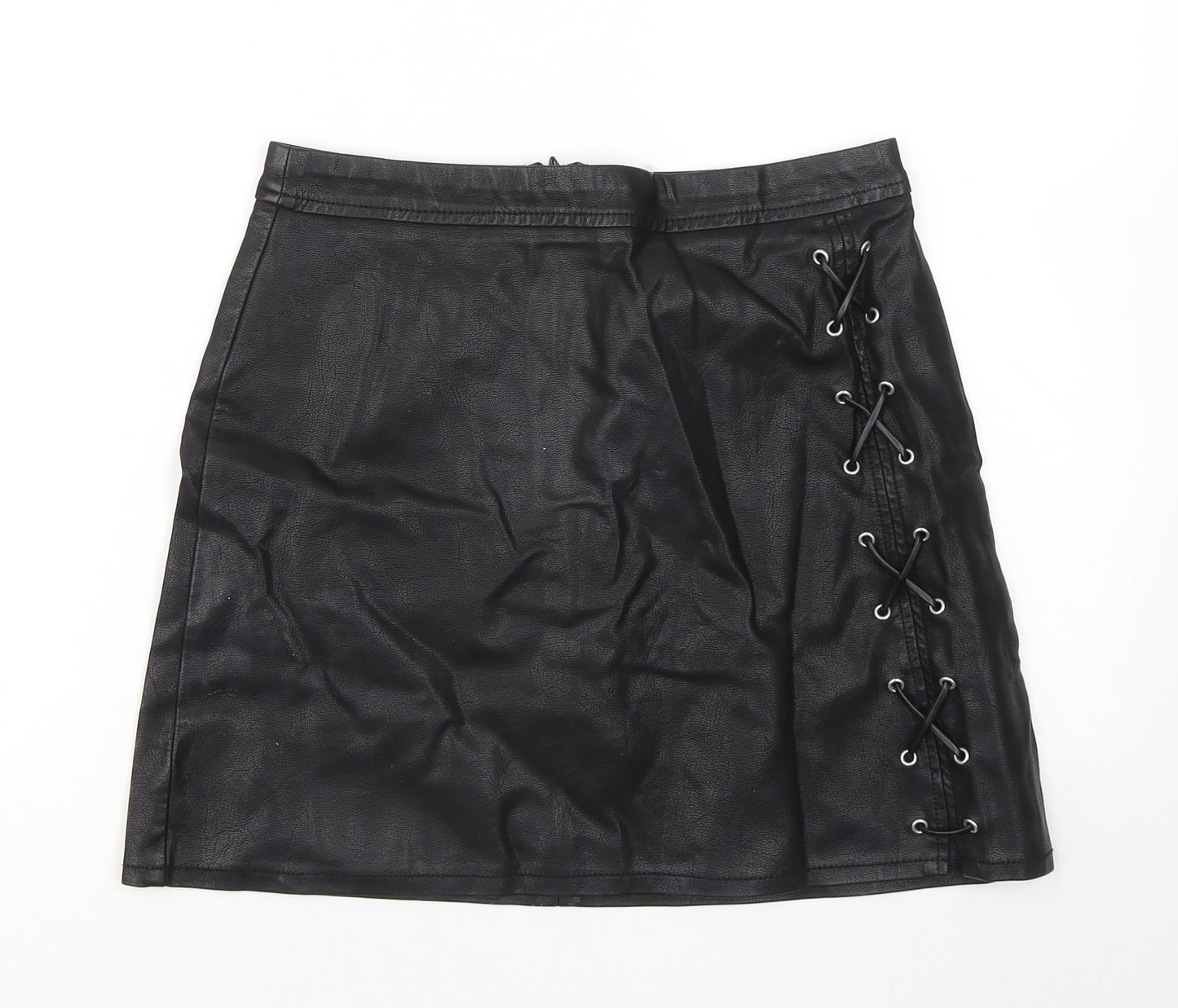 New Look Womens Black Polyester A-Line Skirt Size 8