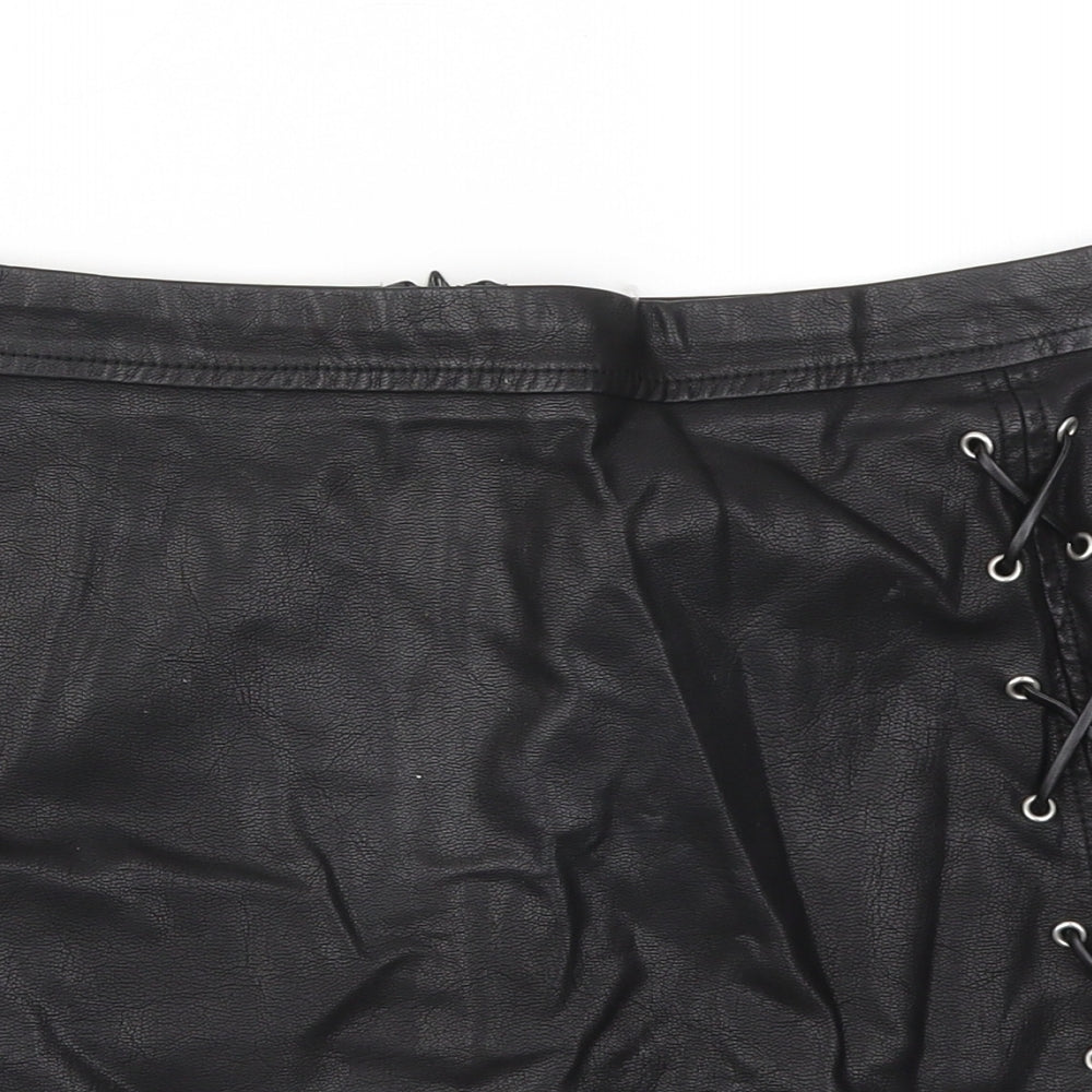 New Look Womens Black Polyester A-Line Skirt Size 8