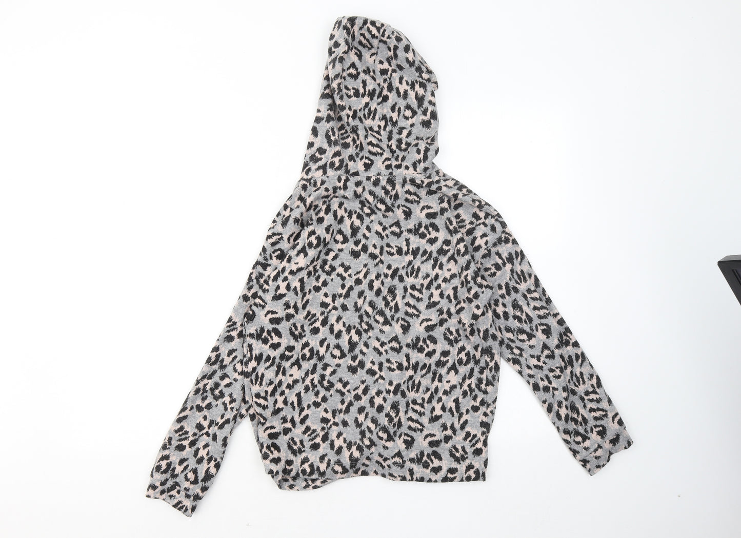 TU Girls Grey Animal Print Polyester Pullover Hoodie Size 12 Years