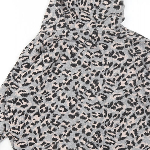 TU Girls Grey Animal Print Polyester Pullover Hoodie Size 12 Years