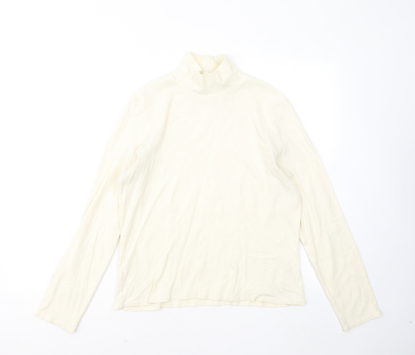 Orvis Womens Ivory Mock Neck Cotton Pullover Jumper Size M - Ribbed