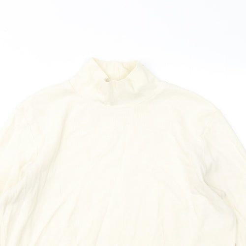 Orvis Womens Ivory Mock Neck Cotton Pullover Jumper Size M - Ribbed
