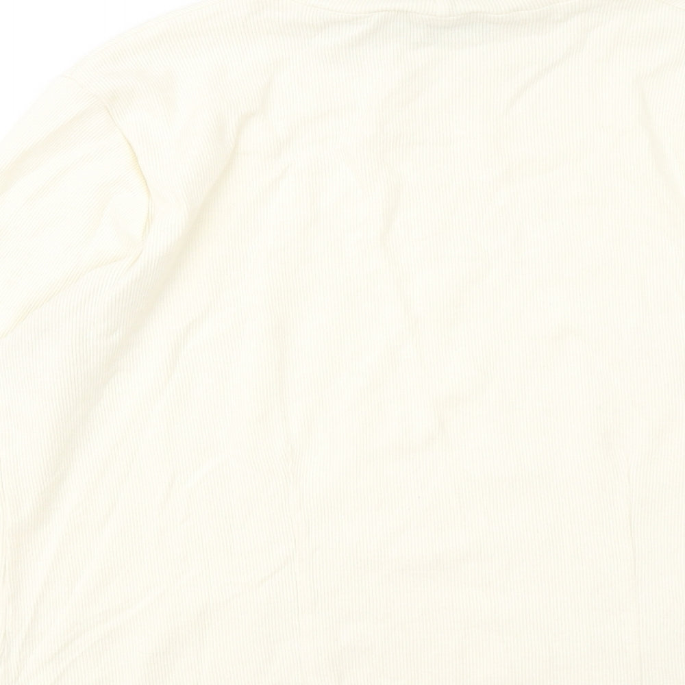 Orvis Womens Ivory Mock Neck Cotton Pullover Jumper Size M - Ribbed