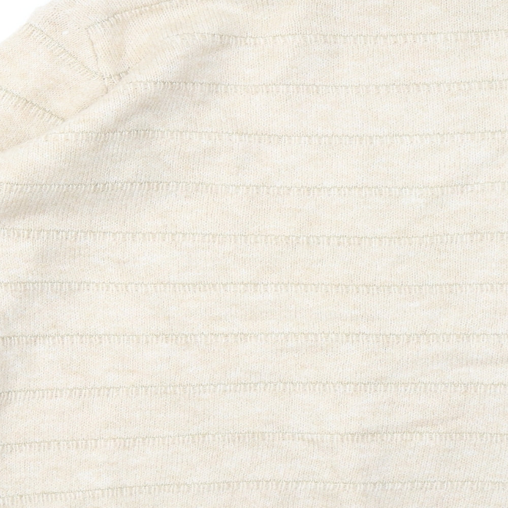 Select Womens Beige Round Neck Striped Acrylic Pullover Jumper Size L