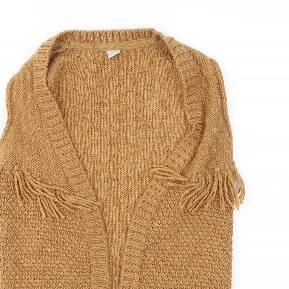 TU Girls Brown V-Neck Acrylic Cardigan Jumper Size 6 Years