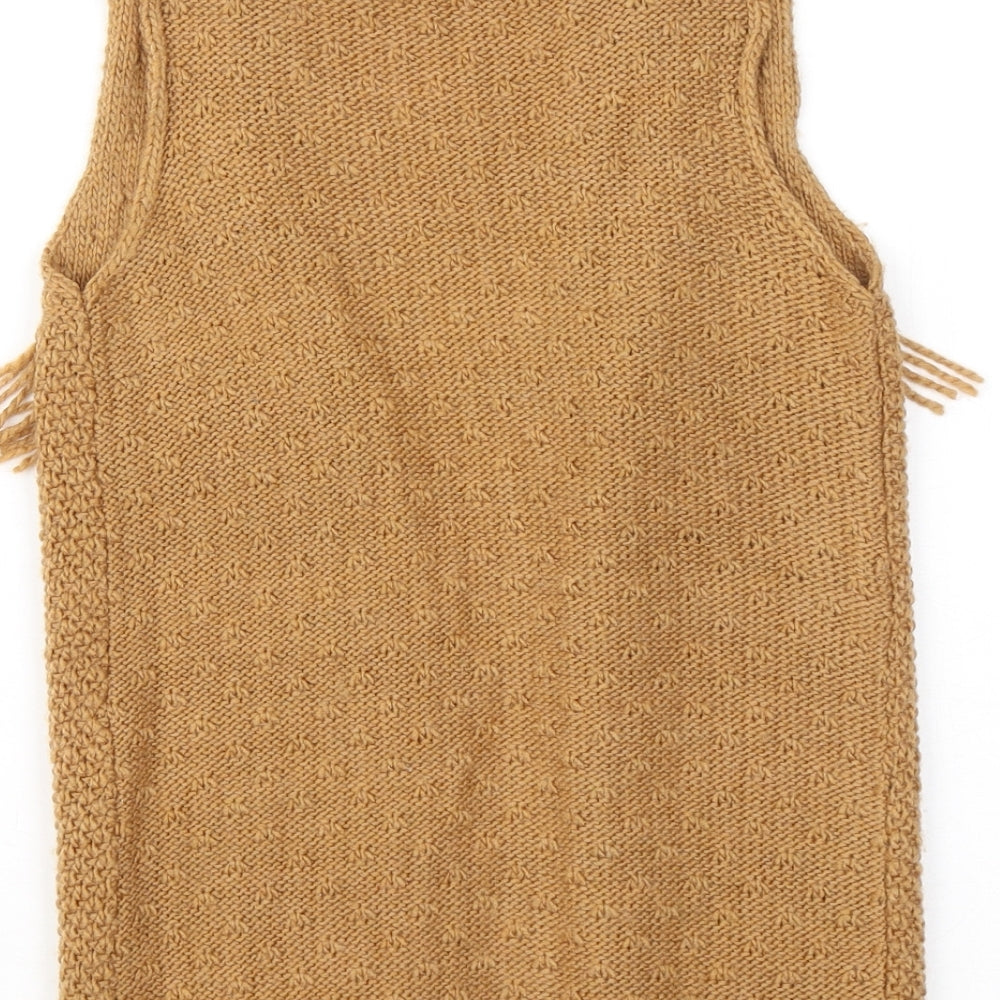 TU Girls Brown V-Neck Acrylic Cardigan Jumper Size 6 Years