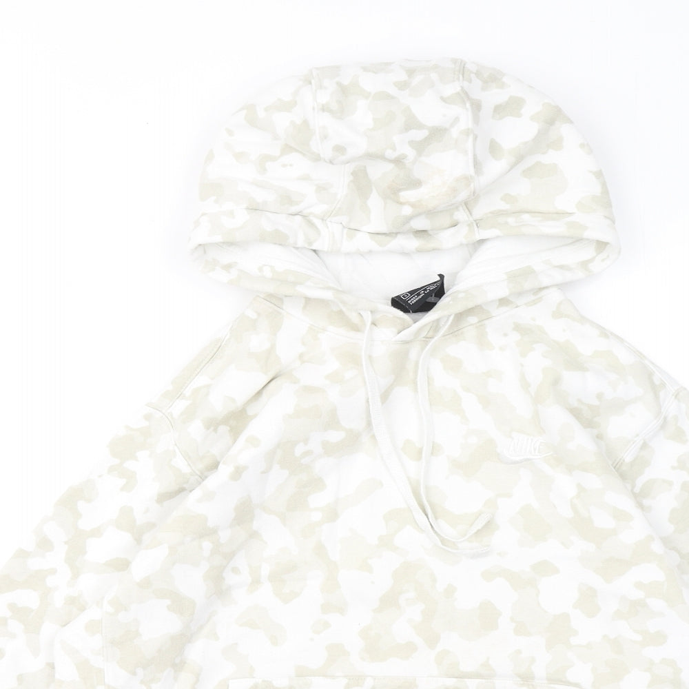 Nike Womens White Camouflage Cotton Pullover Hoodie Size S