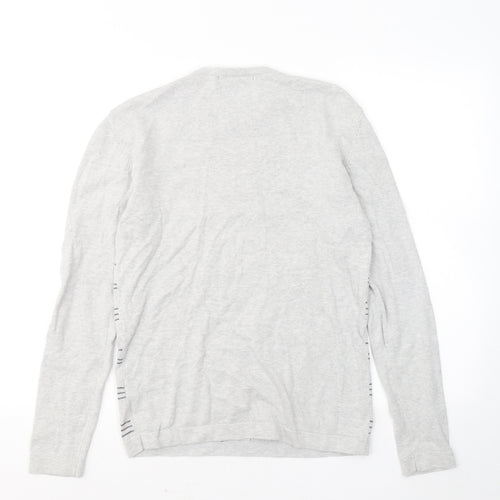 River Island Womens Grey Round Neck Geometric Cotton Pullover Jumper Size S