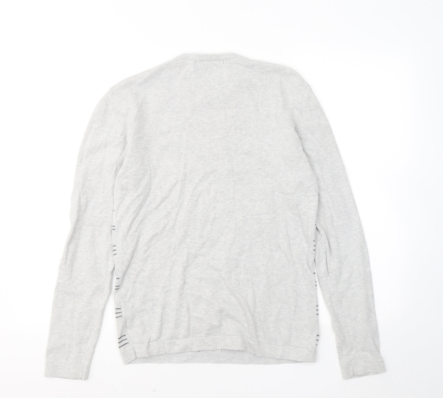 River Island Womens Grey Round Neck Geometric Cotton Pullover Jumper Size S