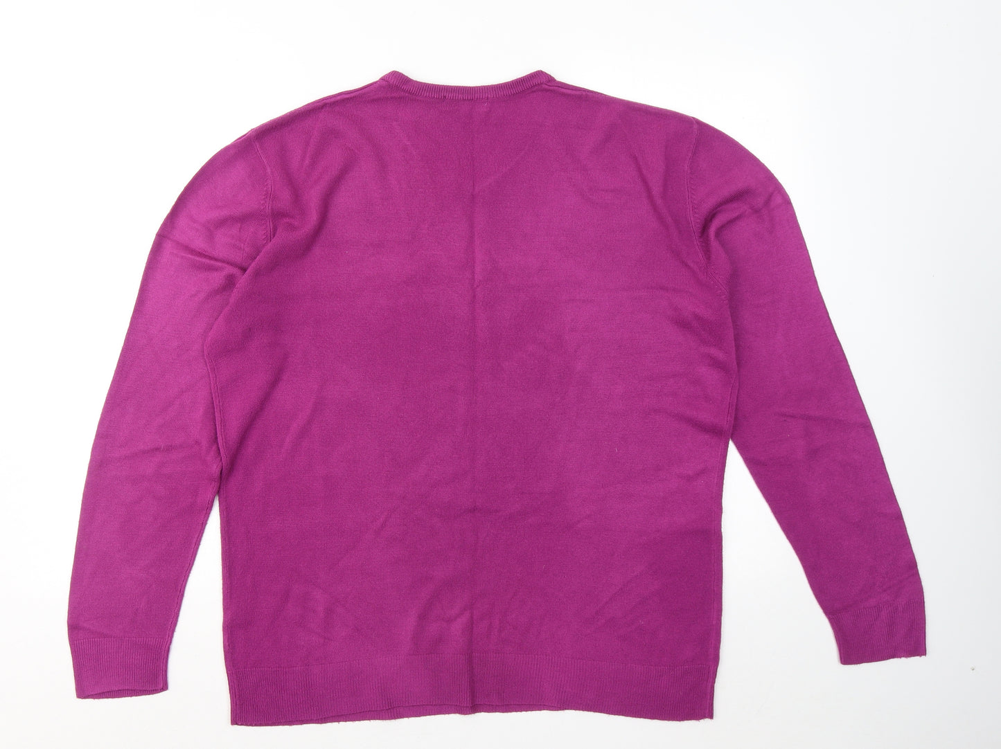 Thomas Nash Mens Purple V-Neck Acrylic Pullover Jumper Size L