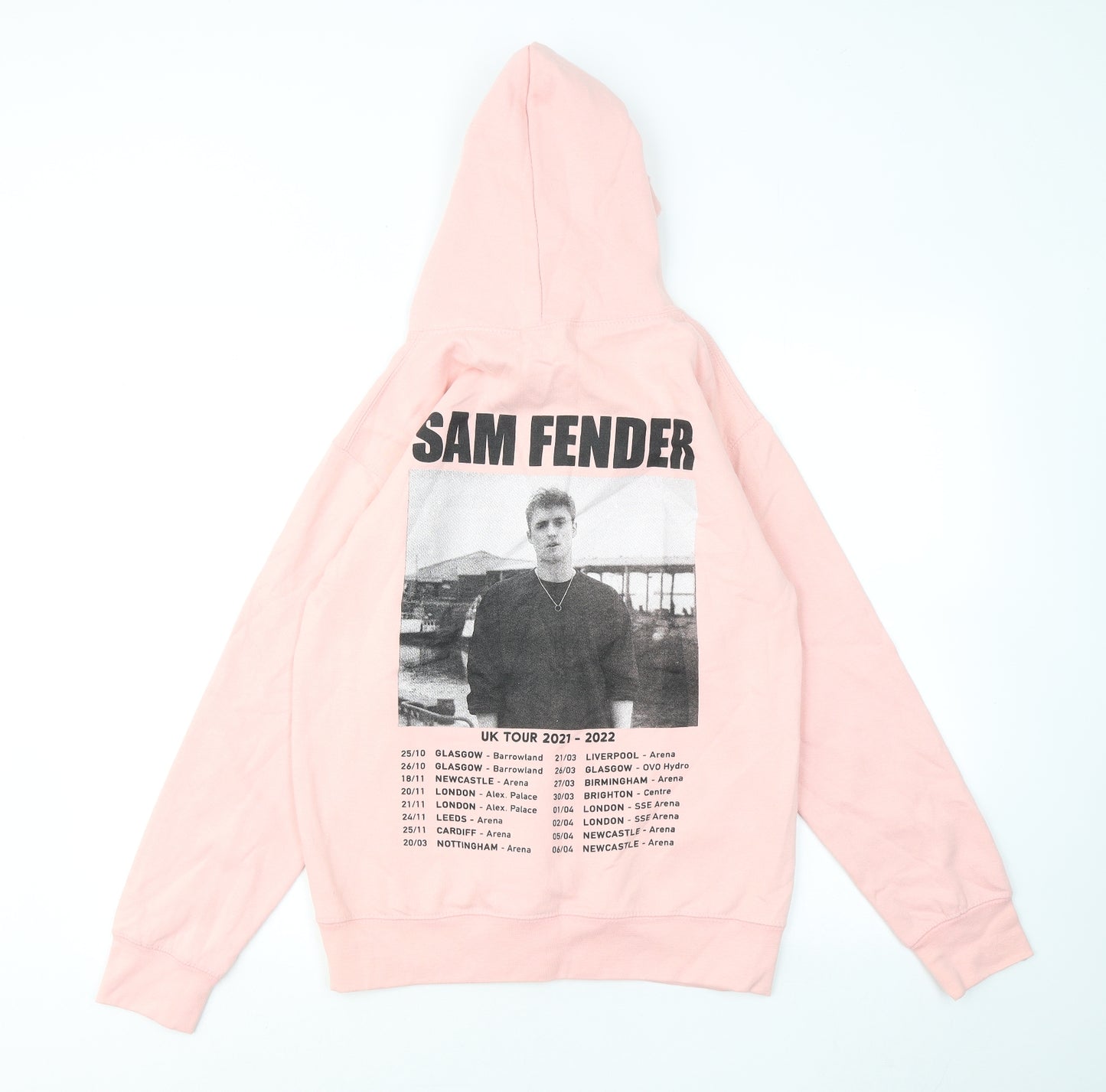 Classic Womens Pink Cotton Pullover Hoodie Size S - Sam Fender 2021-2022 Tour