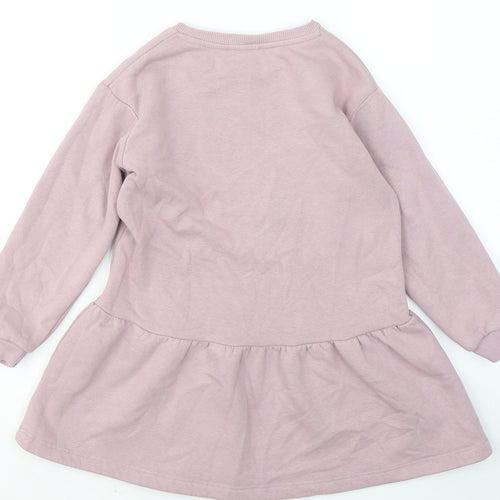 Primark Girls Purple Cotton Fit & Flare Size 7-8 Years Round Neck - Happy Days