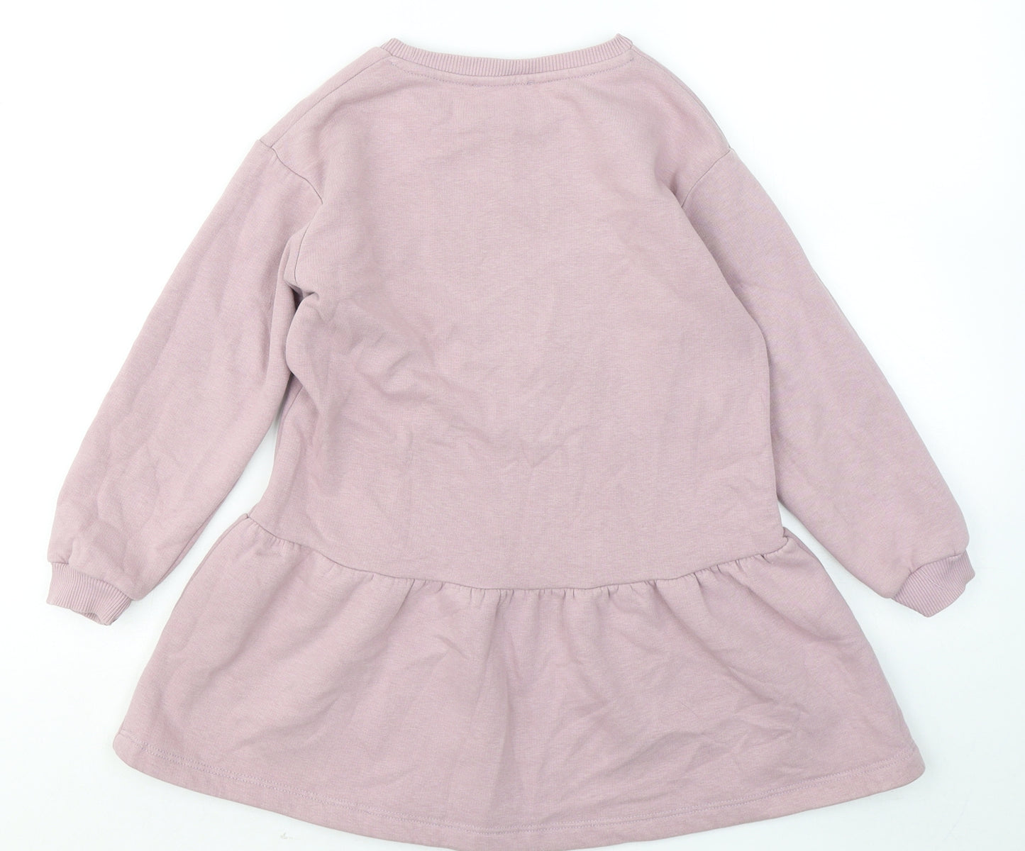Primark Girls Purple Cotton Fit & Flare Size 7-8 Years Round Neck - Happy Days