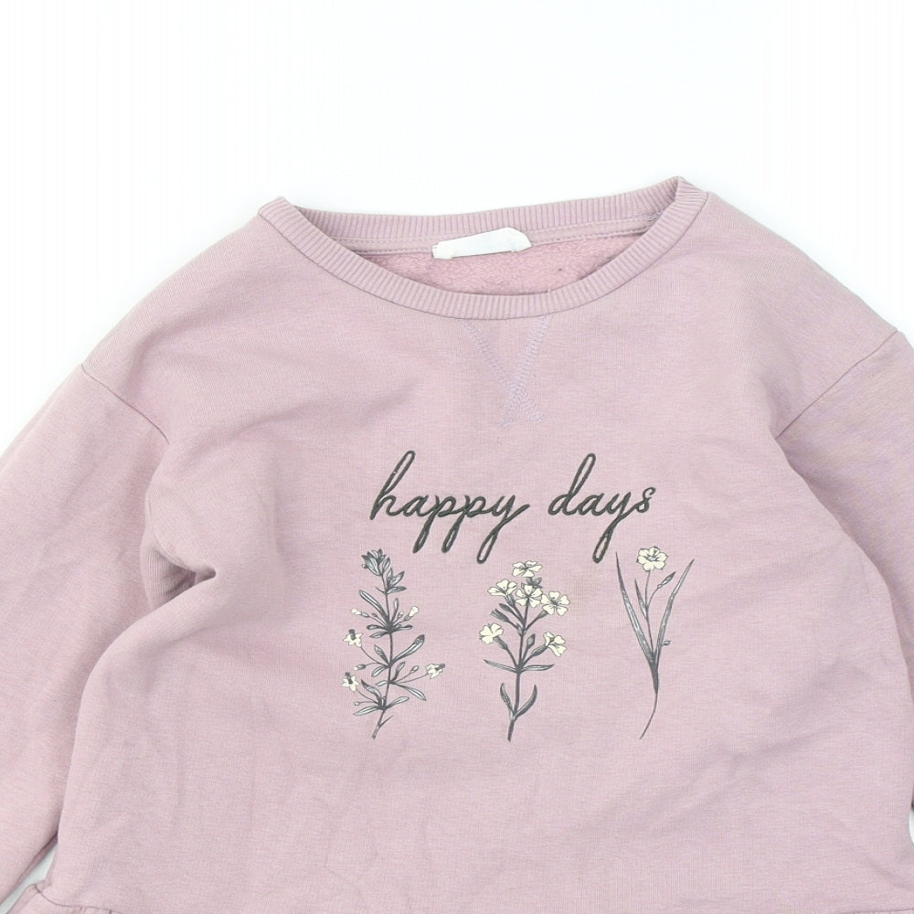 Primark Girls Purple Cotton Fit & Flare Size 7-8 Years Round Neck - Happy Days