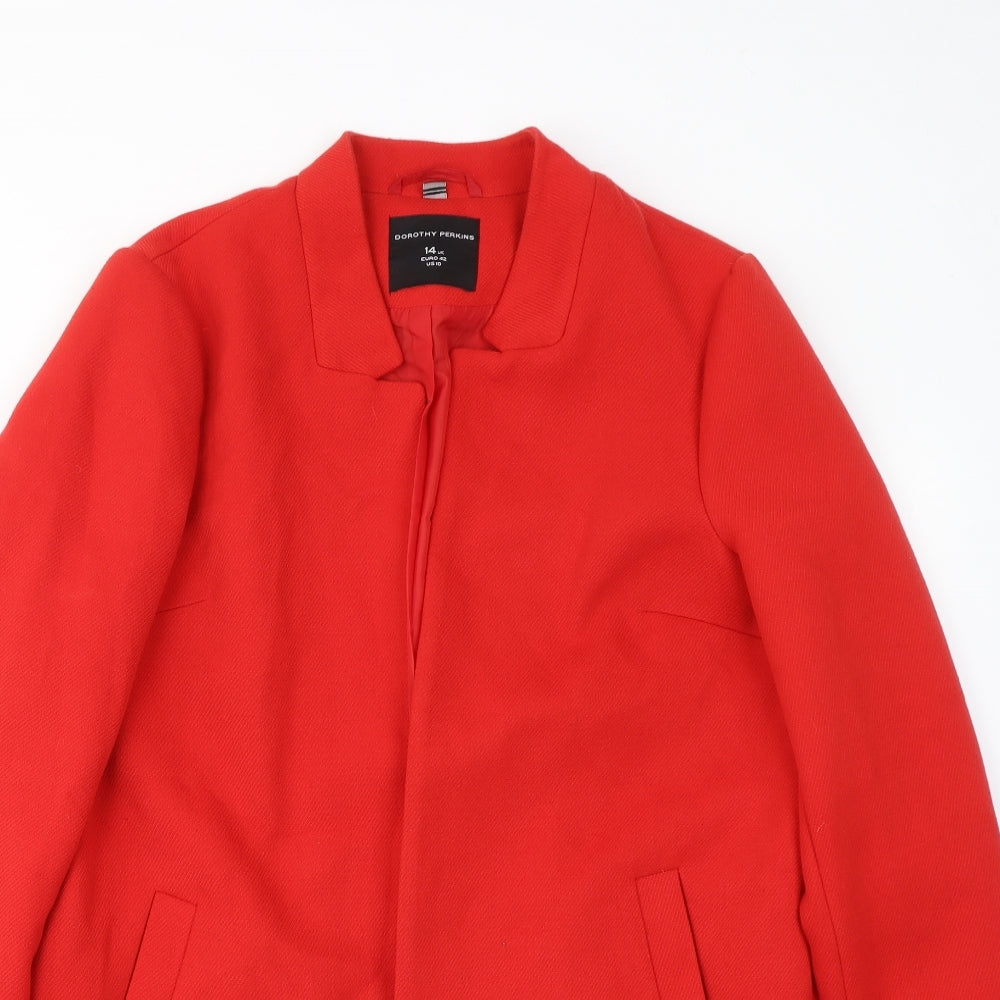Dorothy Perkins Womens Red Round Neck Polyester Cardigan Jumper Size 14
