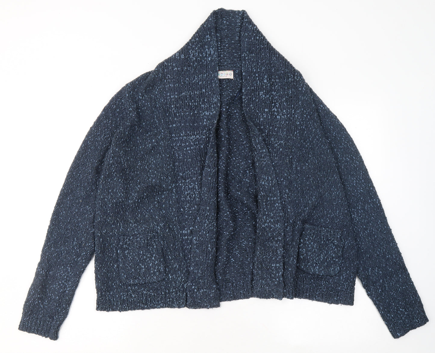 Marks and Spencer Womens Blue V-Neck Polyester Cardigan Jumper Size 12