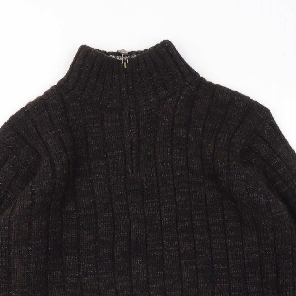 North Coast Mens Brown Mock Neck Acrylic Pullover Jumper Size M
