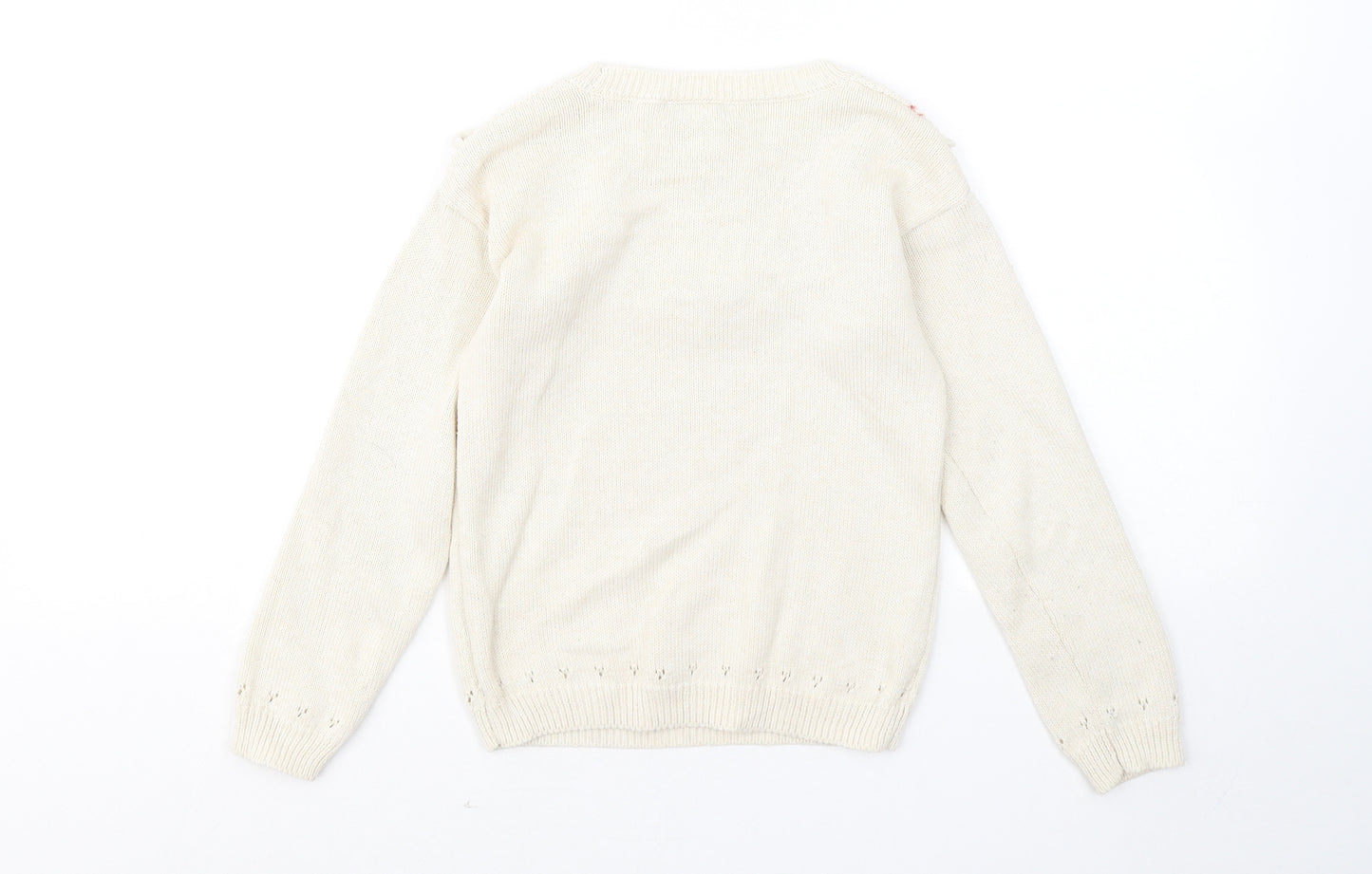 Primark Girls Beige Round Neck Cotton Pullover Jumper Size 7-8 Years